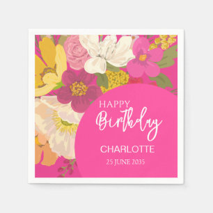 Serviette En Papier Hot Rose Garden Floral fête d'anniversaire