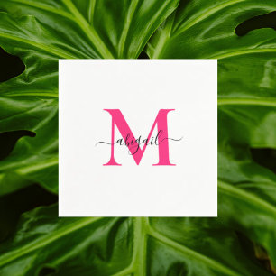 Serviette En Papier Hot Rose Swash Script Cocktail blanc