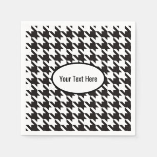 Serviette En Papier Houndstooth Mariage noir blanc Personnalisé