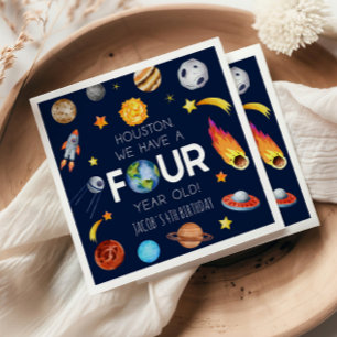 Serviette En Papier Houston Nous avons quatre ans 4e fête d'anniversai