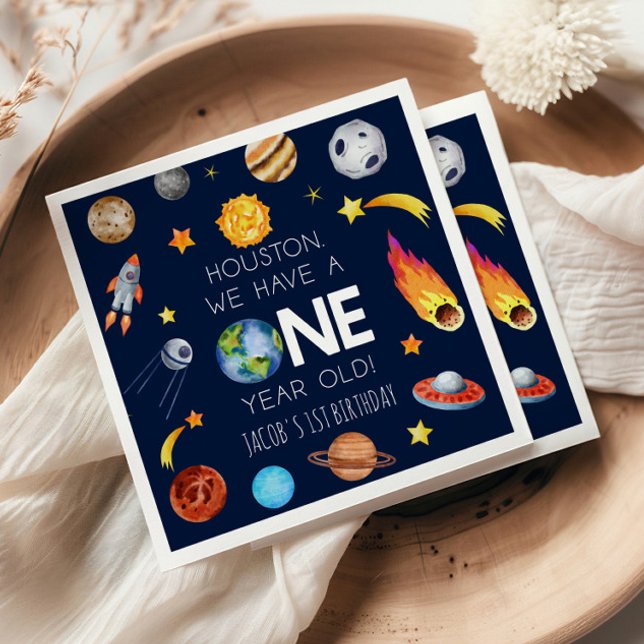 Serviette En Papier Houston Nous avons un an 1er anniversaire fête (Créateur téléchargé)