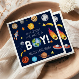 Serviette En Papier Houston Nous Avons Un Baby shower Boy Space Galaxy