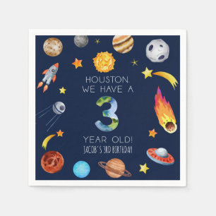 Serviette En Papier Houston We Have A 3 Year Old Fête d'anniversaire d