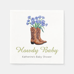 Serviette En Papier Howdy Baby Bluebonnets Baby shower Cowboy