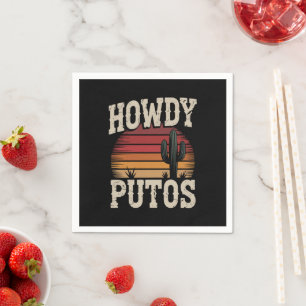 Serviette En Papier Howdy Putos Funny Cactus Retro Vintage