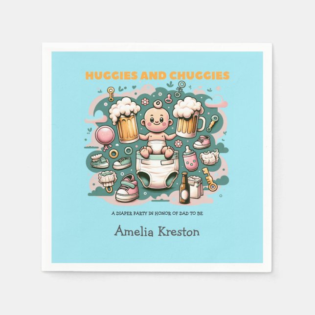 Serviette En Papier Huggies et chouggies saluent la paternité (Devant)