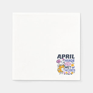 Serviette En Papier Hugs d'avril et nez mouillé - Cute chien et chat a