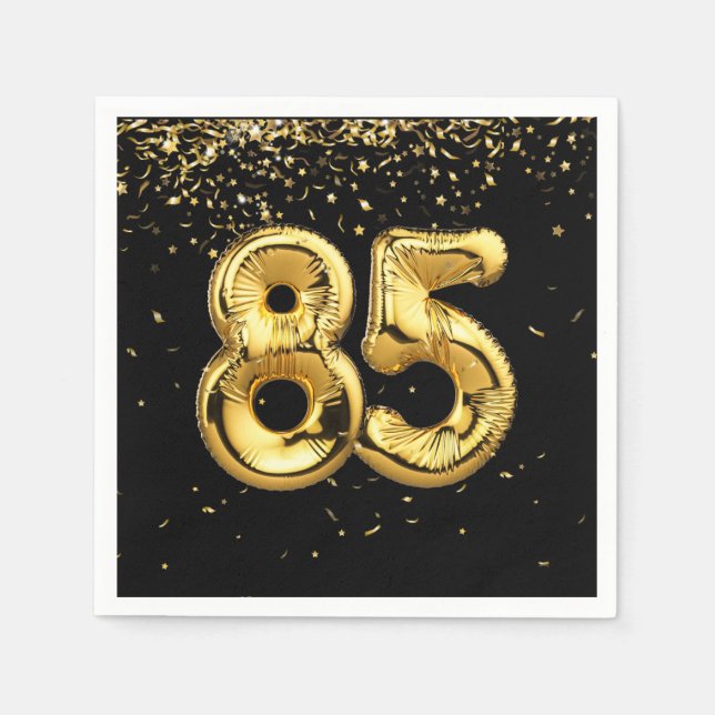 Serviette En Papier Huile D'Or 85 Ballons Et Serviettes Confetti (Devant)