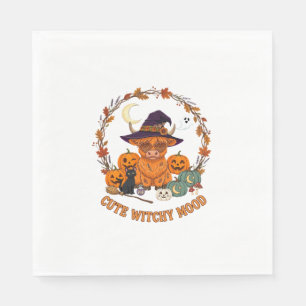 Serviette En Papier Humeur de sorcière mignonne Halloween Highland Cow