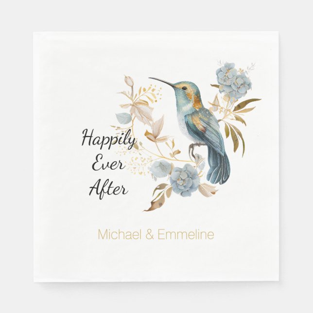 Serviette En Papier Hummingbird Hydrangea Flowers Mariage (Devant)