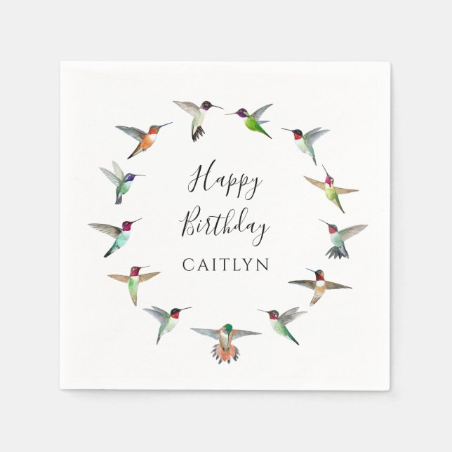 Serviette En Papier Hummingbirds Birthday  (Devant)