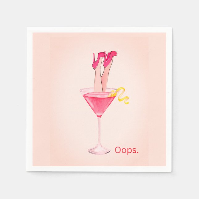 Serviette En Papier Humour Cocktail amusant, soirée unique rose Bachel (Devant)