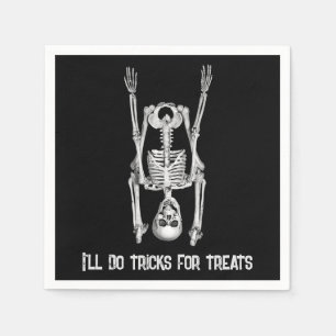 Serviette En Papier Humour de squelette à tête en bas pour Halloween