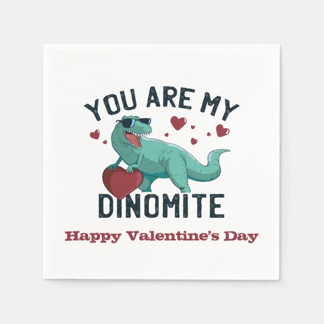 Serviette En Papier Humour Dinomite Valentine (Devant)