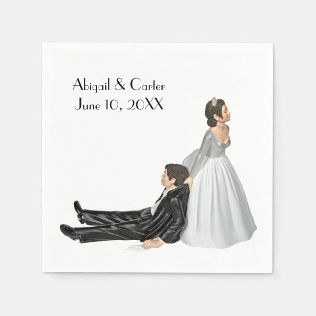 Serviette En Papier Humour Mariage de mariée et de chambre sur blanc (Devant)