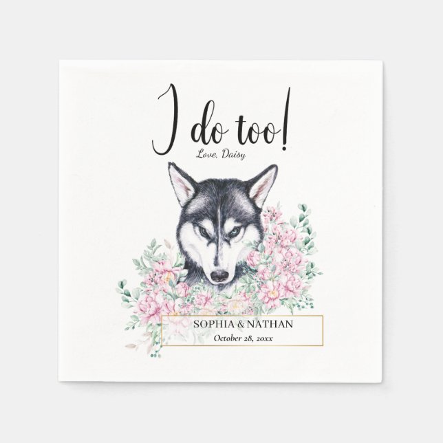 Serviette En Papier Husky Chien Mariage Cocktail Napkins (Devant)