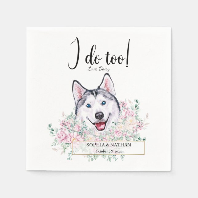 Serviette En Papier Husky Chien Mariage Cocktail Napkins (Devant)