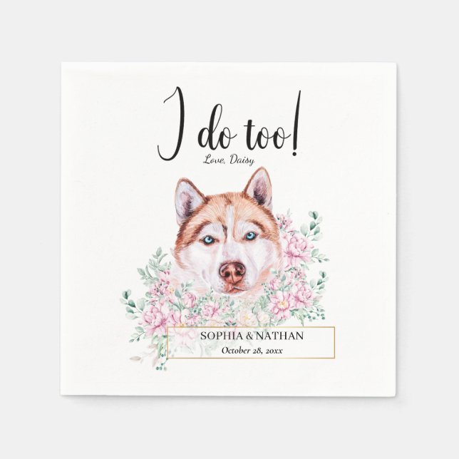 Serviette En Papier Husky Chien Mariage Cocktail Napkins (Devant)