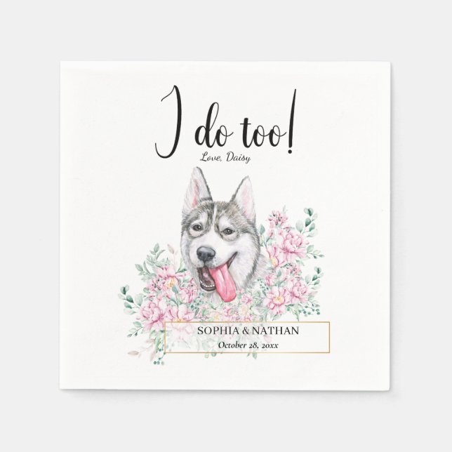 Serviette En Papier Husky Chien Mariage Cocktail Napkins (Devant)