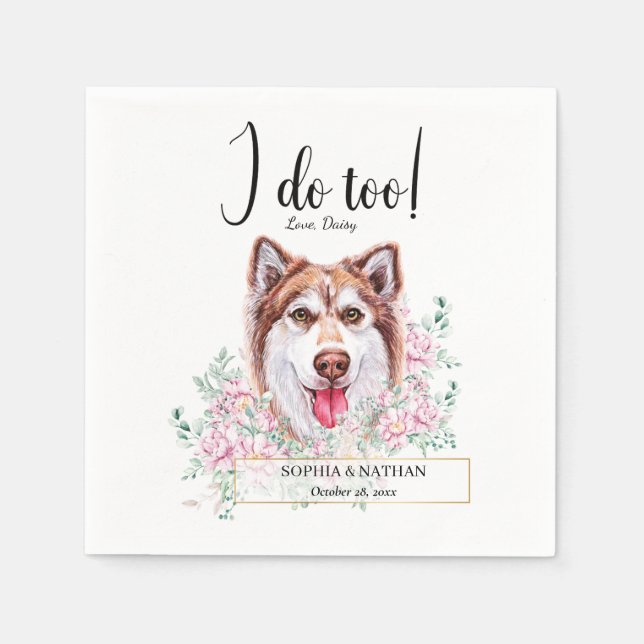 Serviette En Papier Husky Chien Mariage Cocktail Napkins (Devant)