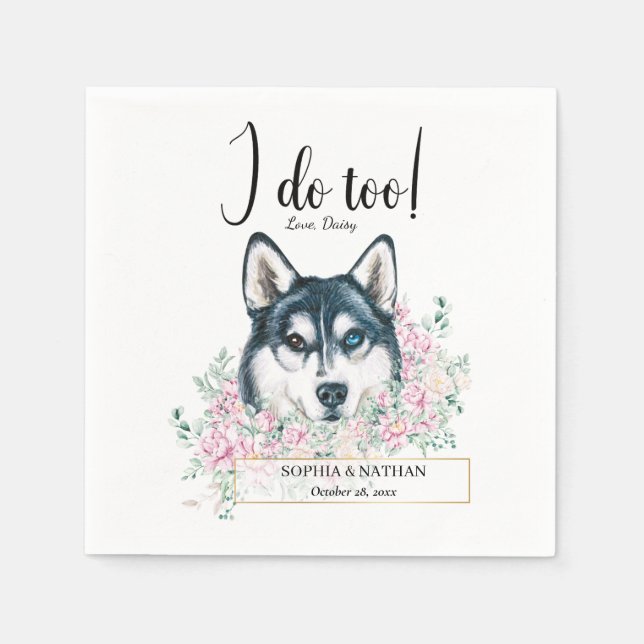 Serviette En Papier Husky Chien Mariage Cocktail Napkins (Devant)