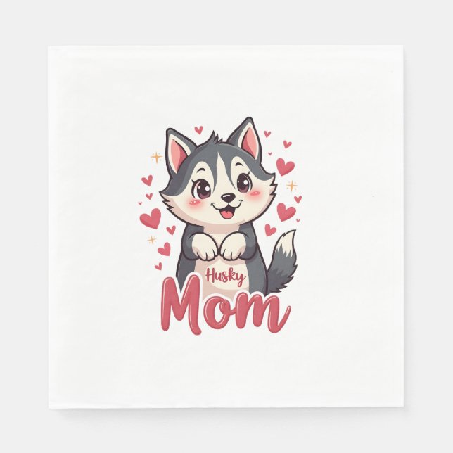 Serviette En Papier Husky Chig Maman Cute Kawaii Design (Devant)