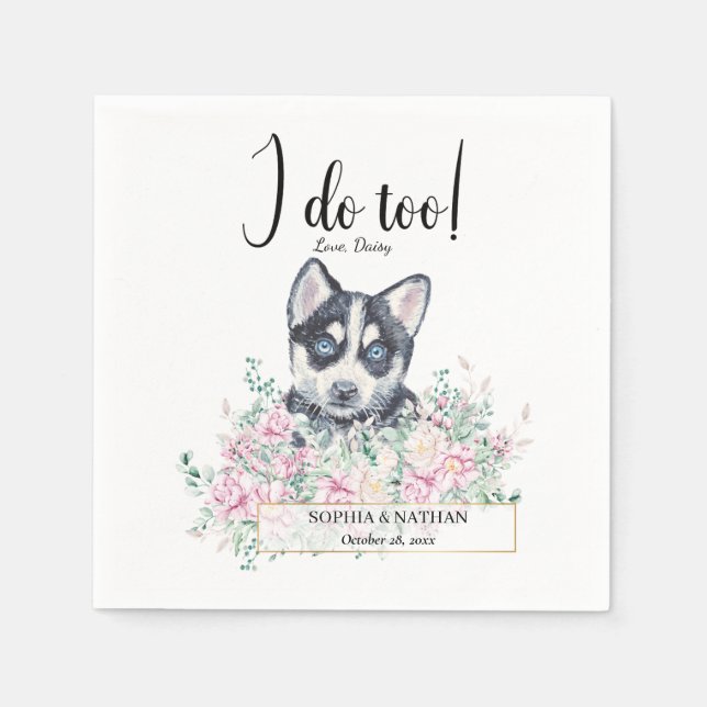 Serviette En Papier Husky Mariage Chien Chien Chien Cocktail Napkins (Devant)