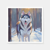 Husky | Peinture de compagnie d'aquarelle d'hiver