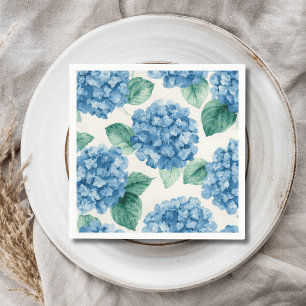 Serviette En Papier Hydrangea Blues Fleurs Aquarelle Botanique Florais