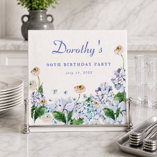 Serviette En Papier Hydrangea Rose 90e Anniversaire Personnalisé Sur M