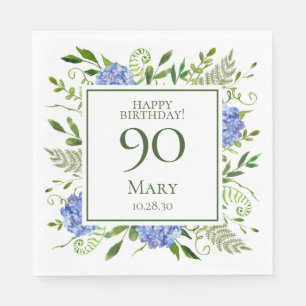 Serviette En Papier Hydrangeas Bleues pour les 90 ans