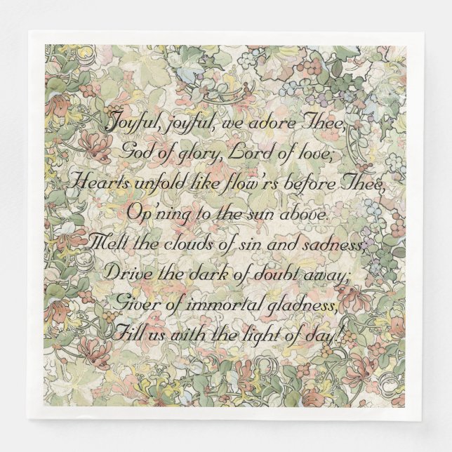 Serviette En Papier Hymne Joyeux Joyeux Fleurs Art Nouveau Mucha (Devant)