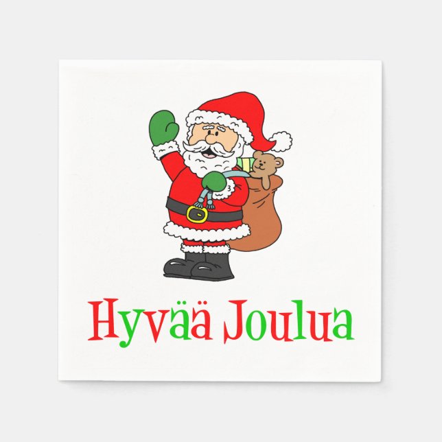 Serviette En Papier Hyvaa Joulua Finlande Père Noël de Noël (Devant)