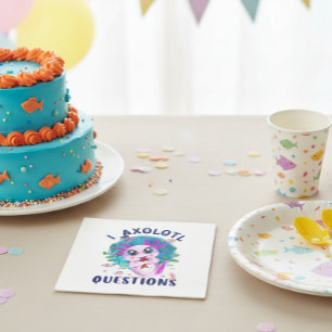 Serviette En Papier I Axolotl Questions, mignon Kawaii Pink Amphibian