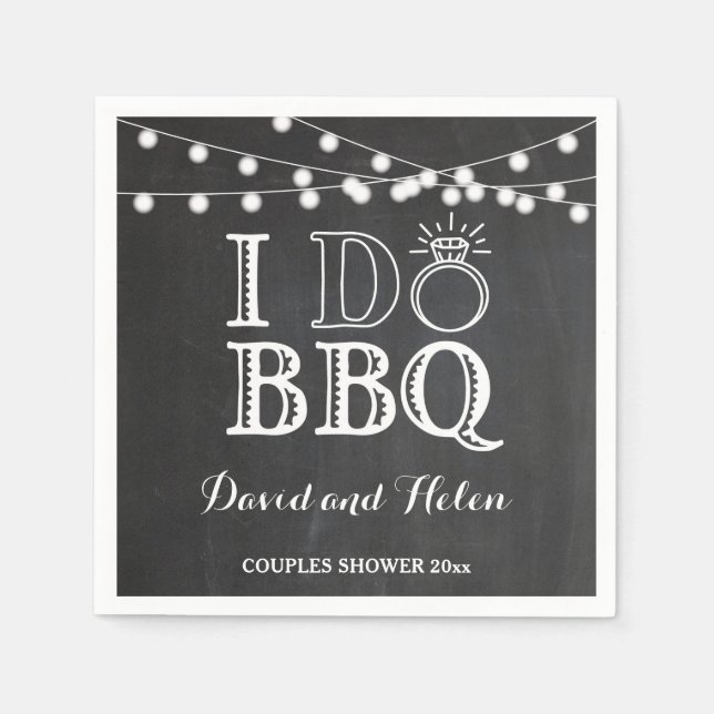 Serviette En Papier I DO BBBQ Chalkboard Mariage engagement Napkin (Devant)