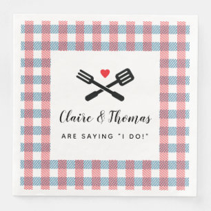 Serviette En Papier I Do BBQ Red White and Blue Picnic Name
