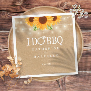 Serviette En Papier I Do BBQ Sunflower Russe Engagement Party Napkin
