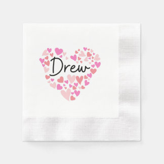 Serviette En Papier I love Drew - coeurs pour Drew
