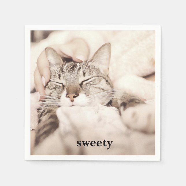 Serviette En Papier I love my sweet little cat photo (Devant)