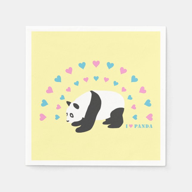 Serviette En Papier I Love Panda serviettes (Devant)
