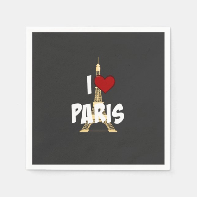 Serviette En Papier I Love Paris (Devant)