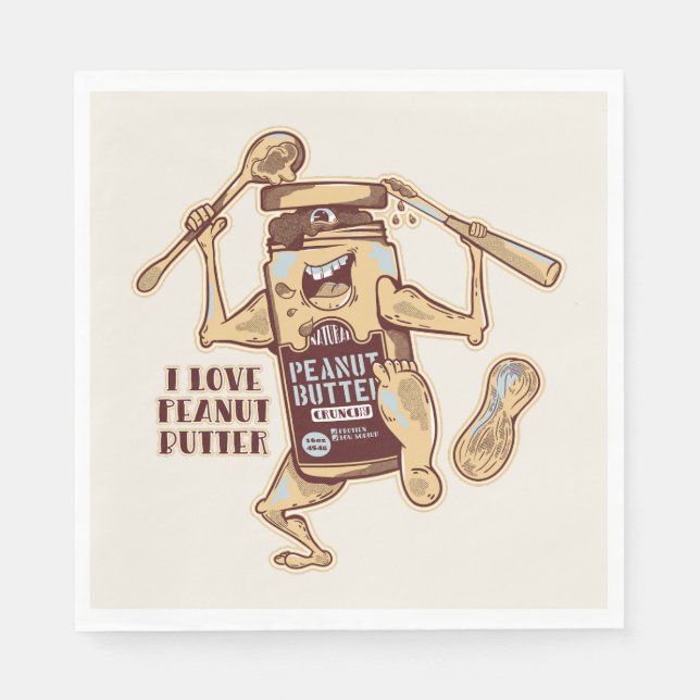 SERVIETTE EN PAPIER I LOVE PEANUT BUTTER (Devant)