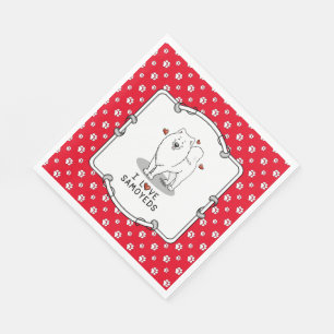 Serviette En Papier I Love Samoyeds - chien coeurs mignons Sammie