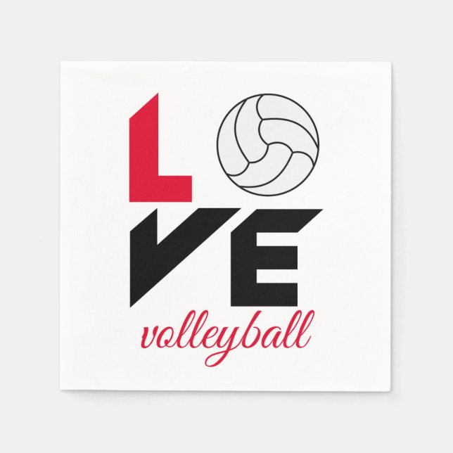 Serviette En Papier I Love volleyball (Devant)