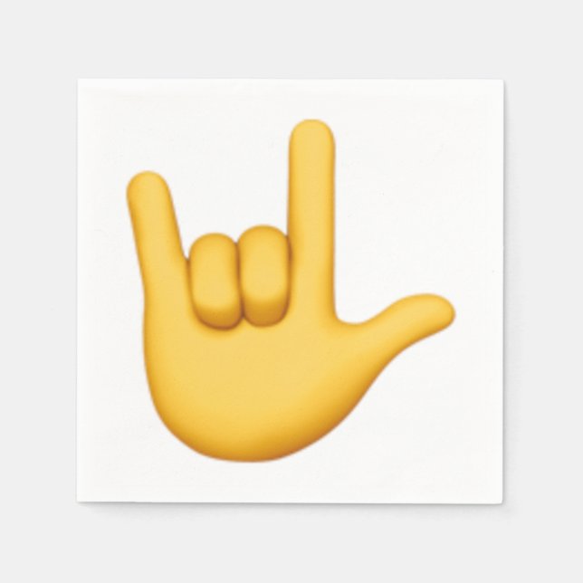Serviette En Papier I Love You Hand Sign - Emoji (Devant)