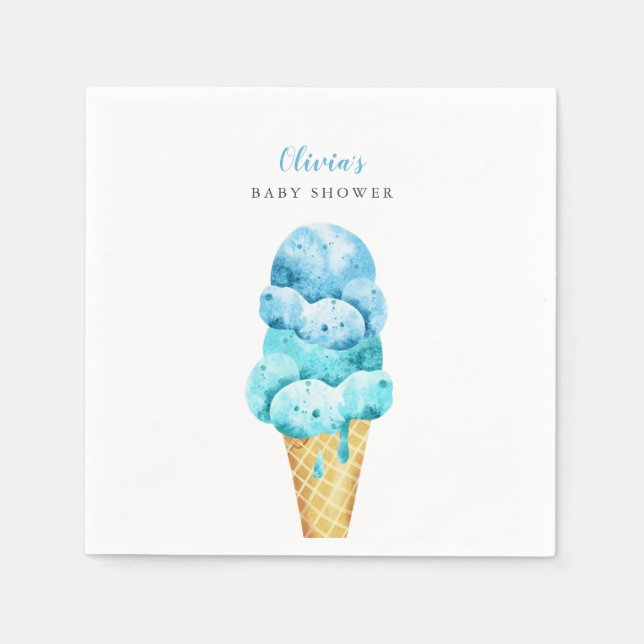 Serviette En Papier Ice Cream thème Baby shower garçon (Devant)