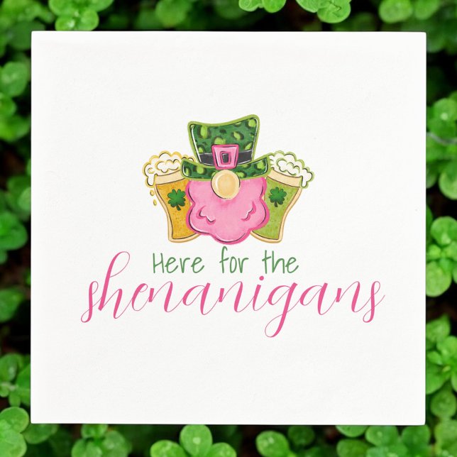 Serviette En Papier Ici pour les Shenanigans St patrick rose (Créateur téléchargé)