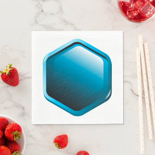 Serviette En Papier Icône hexagonale bleue brillante Géométrique moder