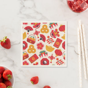Serviette En Papier Icônes du Nouvel An Chinois 2024 Serviettes de fêt