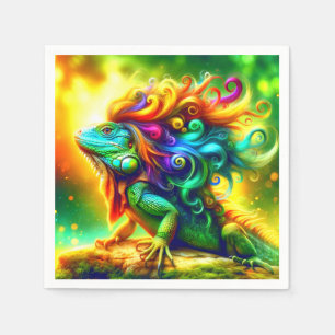 Serviette En Papier Iguana arc-en-ciel